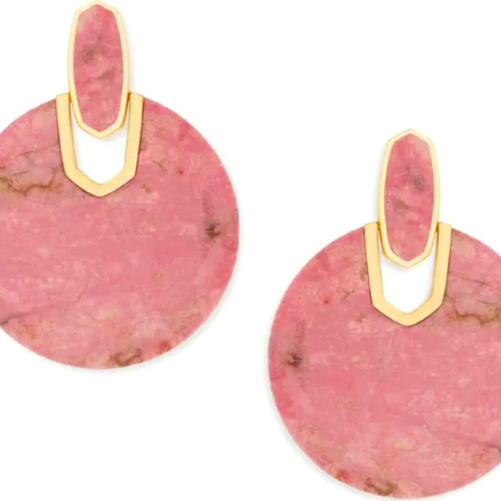 Kendra Scott Didi Earrings - Gold & Pink Rhodonite